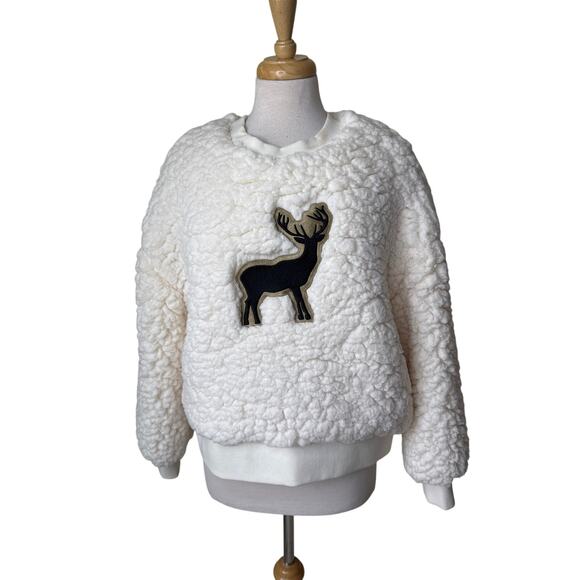 GOLDBERGH Deer Teddy Oversized Sweatshirt Faux Fur Medium - Picture 2 of 11